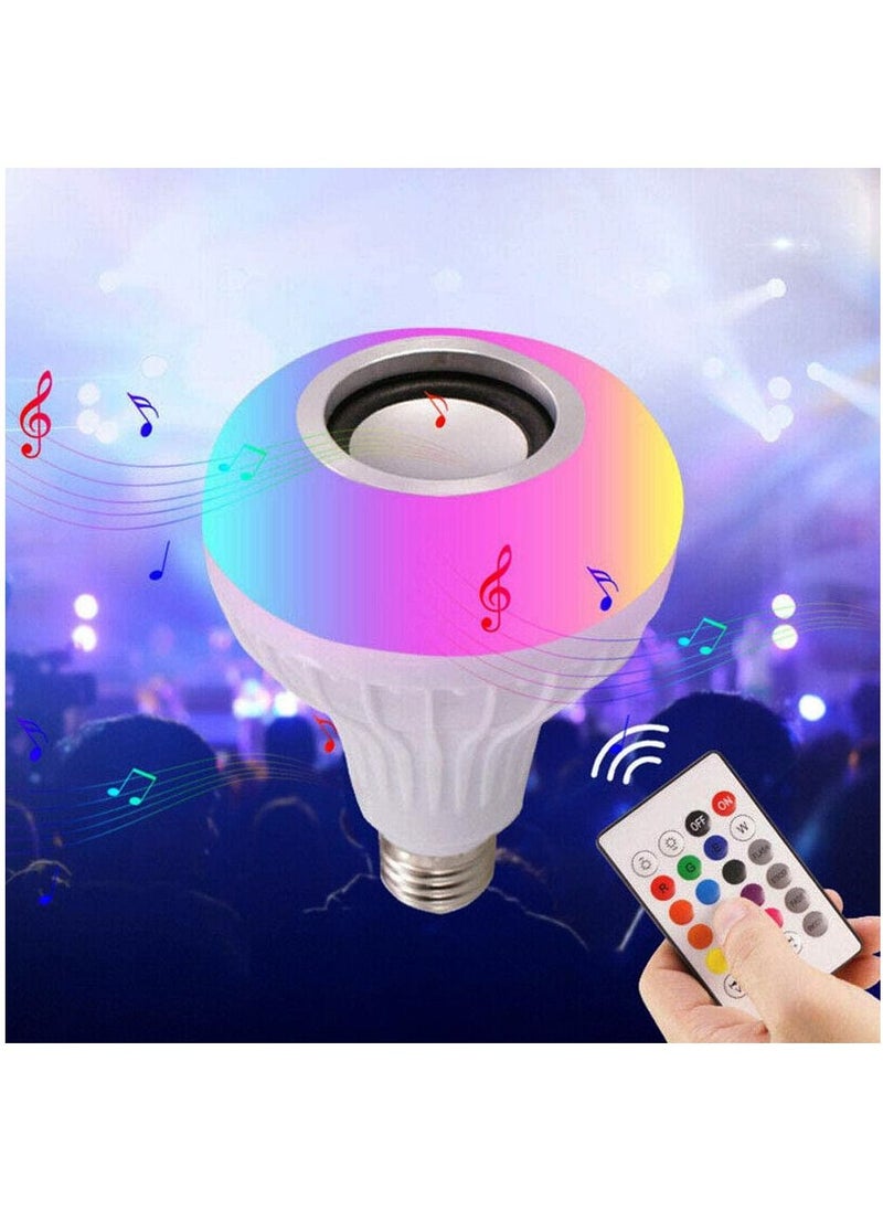 Led Music Light Bulb With Bluetooth Speaker Music Led Light Bulb Colorful Lamp With Remote Control For Home  Bedroom  Living Room  Party Decoration Smart Bulb Ceiling Lamp   White