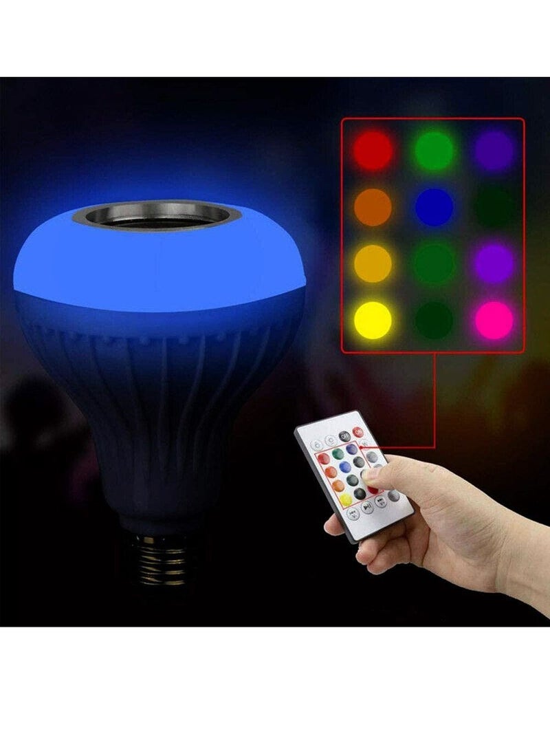 Led Music Light Bulb With Bluetooth Speaker Music Led Light Bulb Colorful Lamp With Remote Control For Home  Bedroom  Living Room  Party Decoration Smart Bulb Ceiling Lamp   White