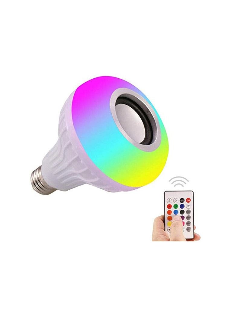 Led Music Light Bulb With Bluetooth Speaker Music Led Light Bulb Colorful Lamp With Remote Control For Home  Bedroom  Living Room  Party Decoration Smart Bulb Ceiling Lamp   White