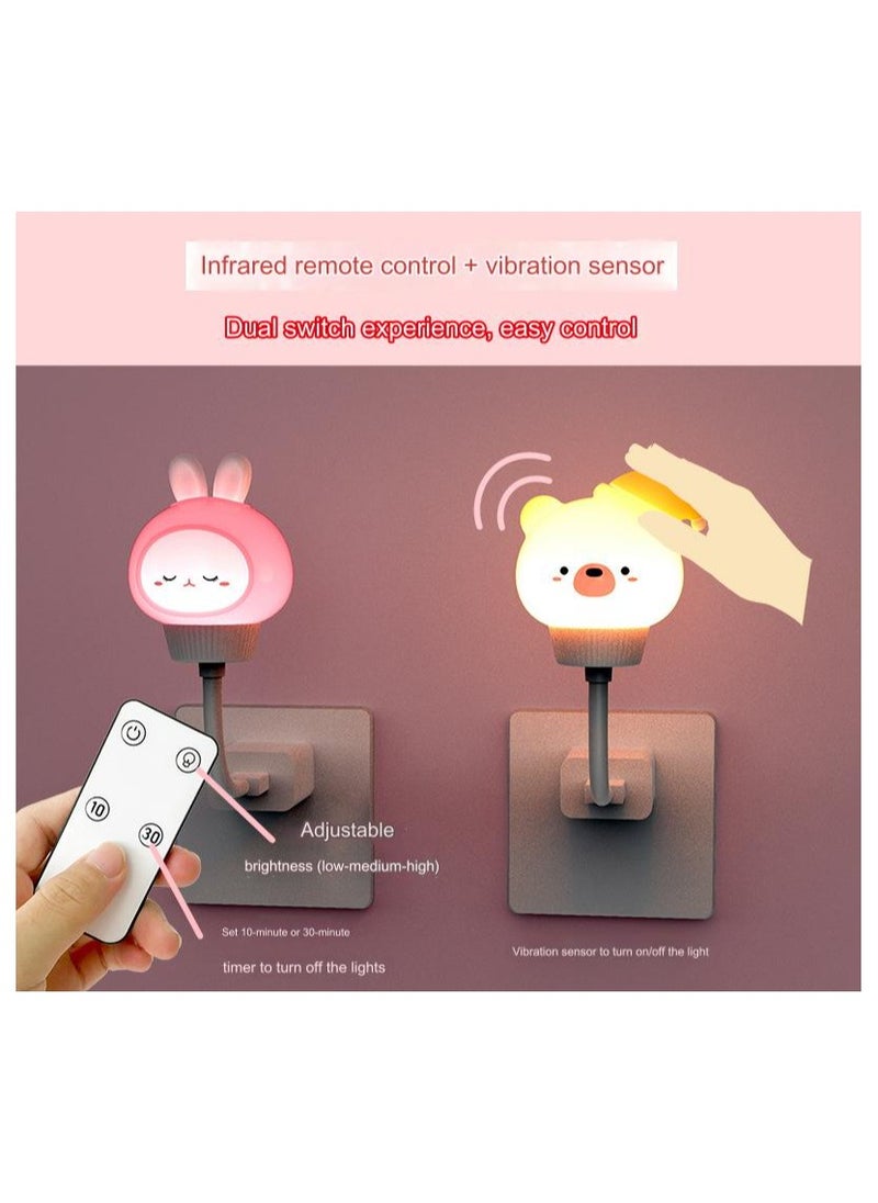 Creative new USB night light intelligent remote control egg tart light bear rabbit cartoon bedside night light