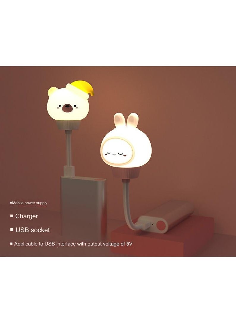 Creative new USB night light intelligent remote control egg tart light bear rabbit cartoon bedside night light