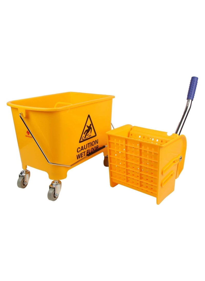 Plastic Mini Mop Wringer Trolley (20 L, Yellow)