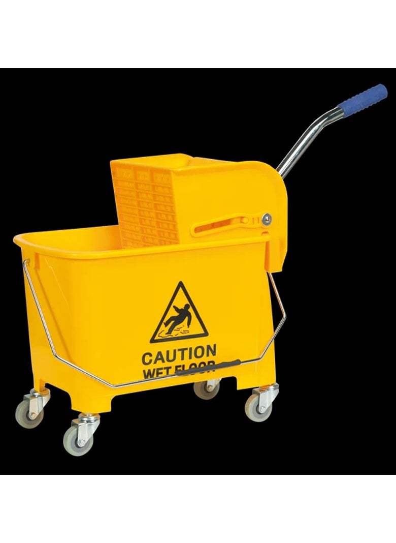 Mop Bucket with Wheel and Wringer - 20 Liters, Yellow