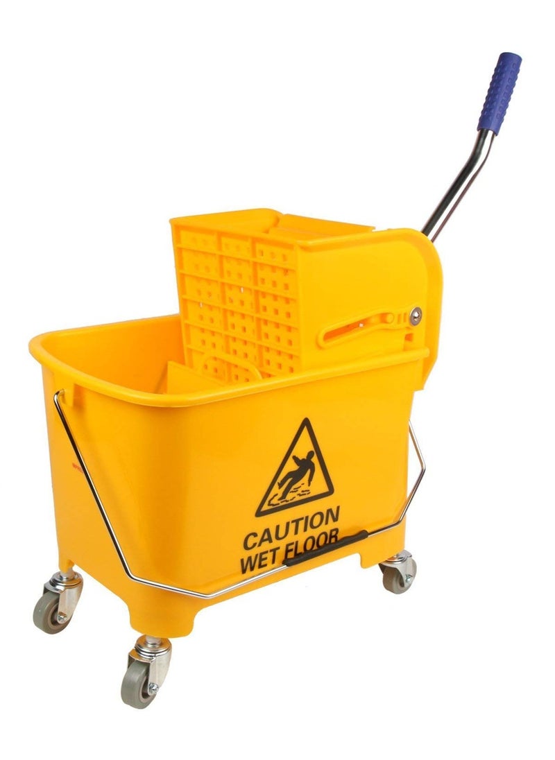 Mop Bucket with Wringer on Wheels for Floor Cleaning, 21 Quart, Separate Dirty and Clean Water, Yellow