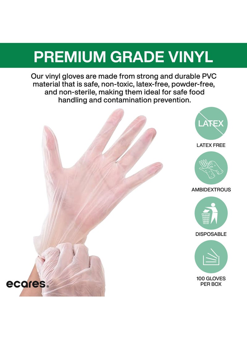 ECARES® Vinyl Gloves, Latex-Free, Powder-Free, Disposable, Durable and Non-Sterile, For Food Prep, Cleaning, Cooking & Multipurpose Use. Clear, Large Size.