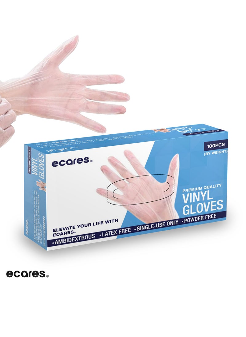 ECARES® Vinyl Gloves, Latex-Free, Powder-Free, Disposable, Durable and Non-Sterile, For Food Prep, Cleaning, Cooking & Multipurpose Use. Clear, Large Size.