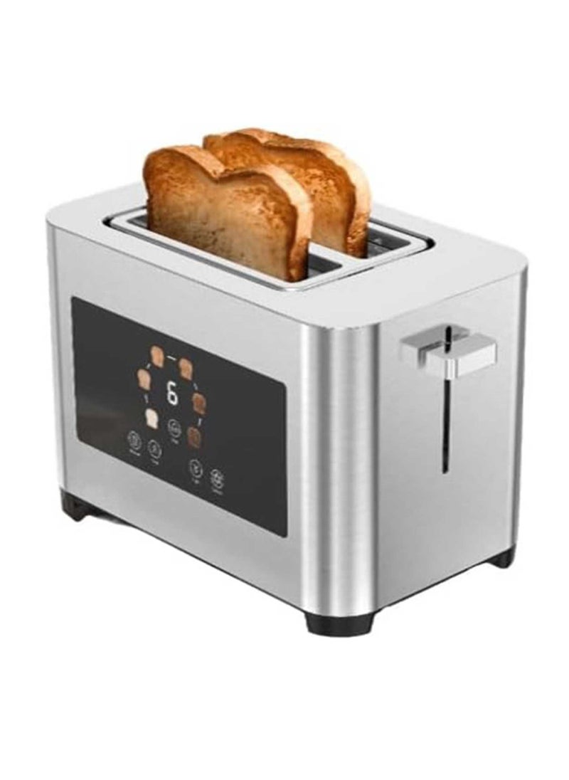 2-Slice Digital Pop up Toaster 850W, 6 Browning Levels, Defrost Heat Levels, Crumb Tray, Touch Panel, Smart Memory Function, Stainless Steel Housing - Silver