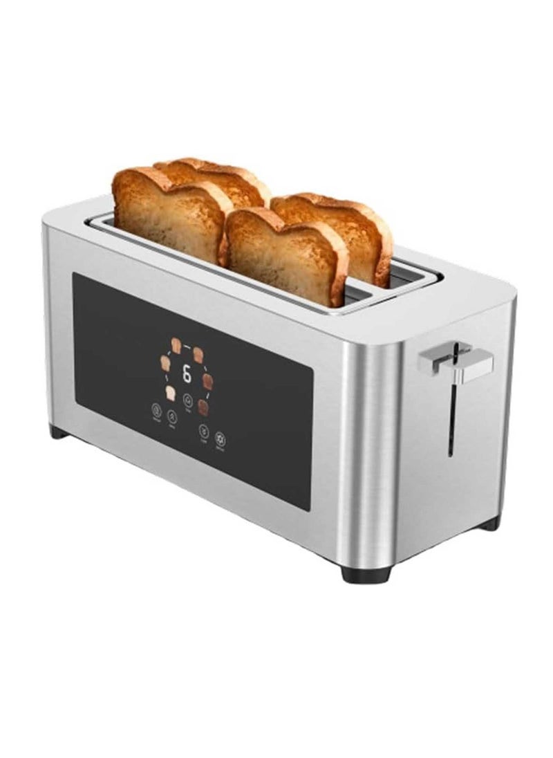 4-Slice Digital Pop up Toaster1400W, 6 Browning Levels, Defrost Heat Levels, Crumb Tray, Touch Panel, Smart Memory Function, Stainless Steel Housing