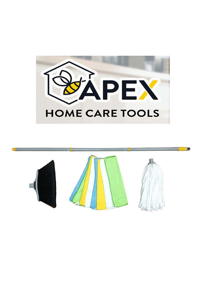 Cleaning Set (Mop & Broom Head with 120 cm handle and 8 cloth pieces)