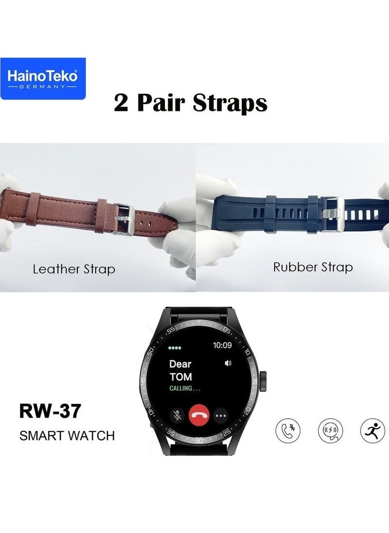 Haino Teko Germany RW37 Watch Buds Large Screen Round Shape AMOLED Display Smart Watch and Bluetooth Earbuds With 2 Pair Straps for Ladies and Gents