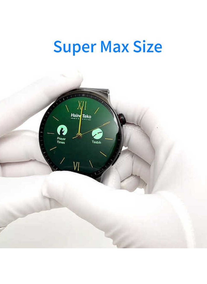 Haino Teko RW50 Super Max Size Round Shape Curved AMOLED Display Smart Watch With 3 Pair Straps For Gents and Boys Silver