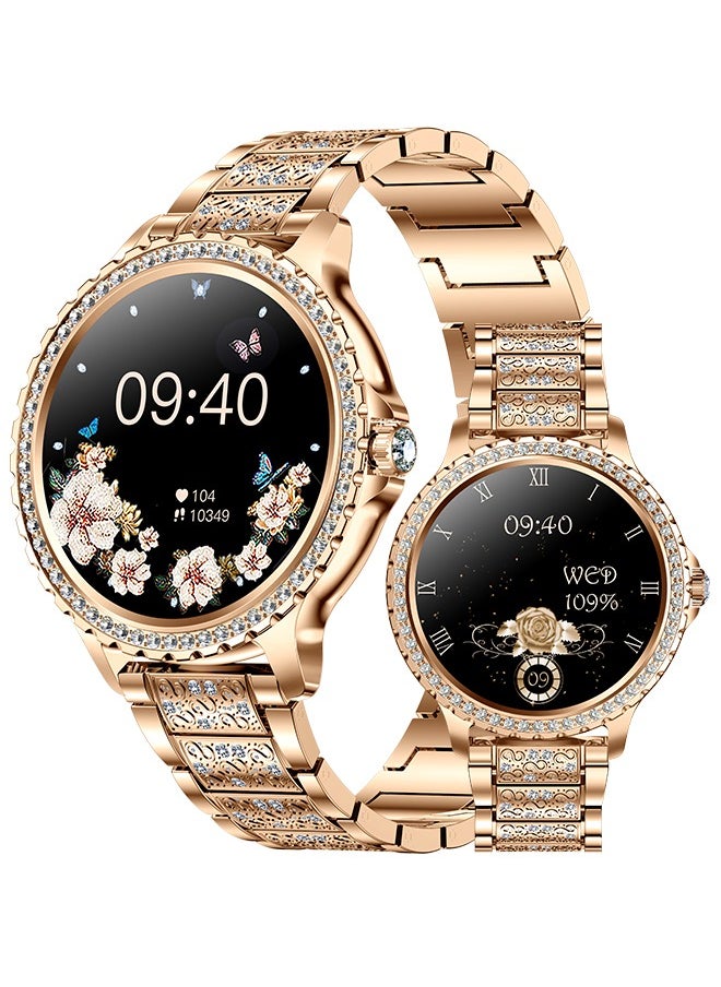 Women/Ladies Bluetooth Smartwatch, Answer/Unplug Call Function, 1.32 Inch Full Screen Touch Smart Watch, With Exercise Heart Rate Monitoring And Sleep Monitoring, Exercise Mode RTi58 Gold