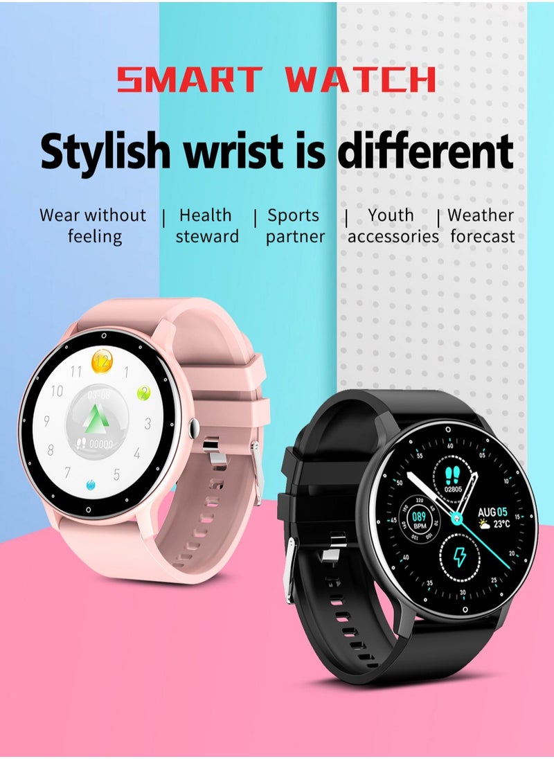 Men's Round Bluetooth Smartwatch, 1.28 Inch Full Screen Touch, Answer/Make Calls, Message And Event Reminders, Exercise Sleep Heart Rate Monitoring, Support Multiple Languages, Android 5.0 And IOS 9.0 And Above Universal, RT ZL02 Pro Pink