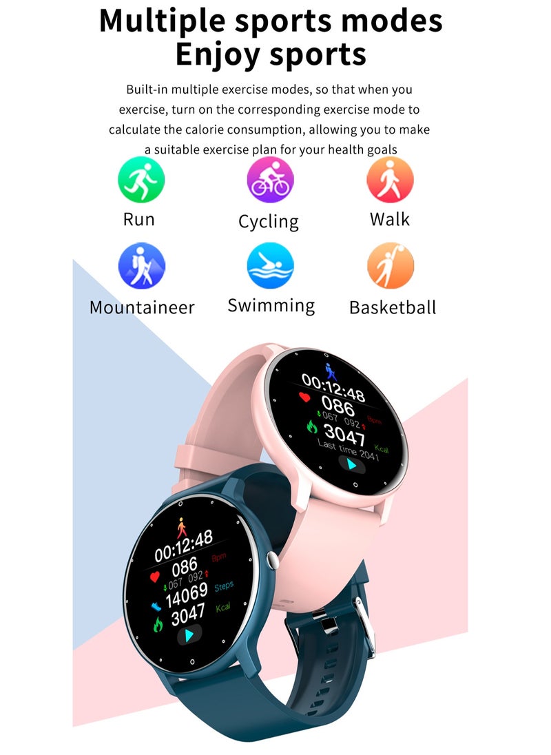 Men's Round Bluetooth Smartwatch, 1.28 Inch Full Screen Touch, Answer/Make Calls, Message And Event Reminders, Exercise Sleep Heart Rate Monitoring, Support Multiple Languages, Android 5.0 And IOS 9.0 And Above Universal, RT ZL02 Pro Blue