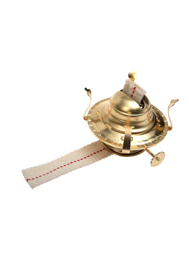 Brass Plated Oil Burner With Cotton Wick - Replacement For Antique Kerosene Lamps | 2 Pack