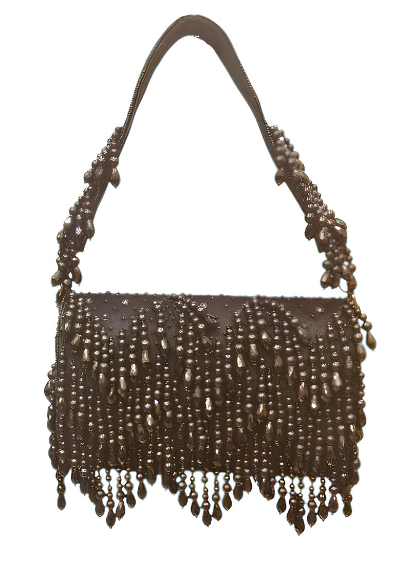 BLACK CRYSTAL FLAP BAG