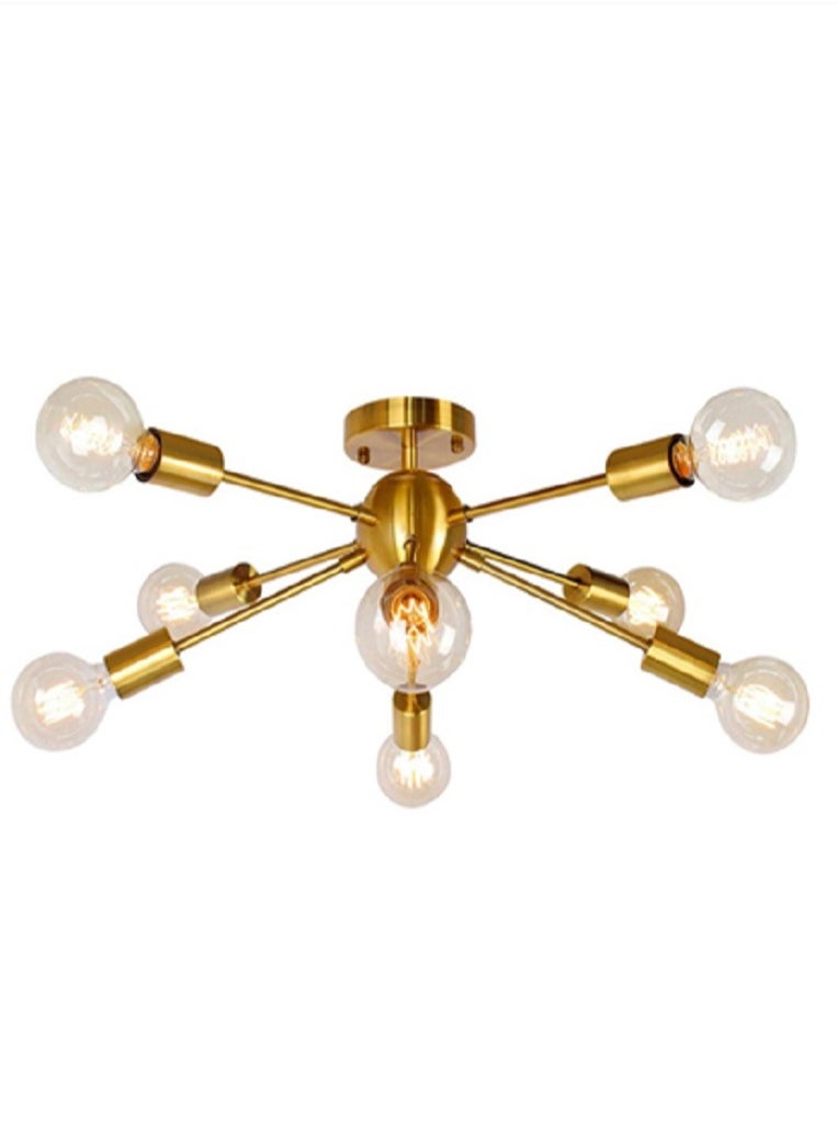 Modern Sputnik Ceiling Light, 8-Light Brushed Brass Lighting Fixture for Living Room Bedroom Kitchen Bar Restaurant