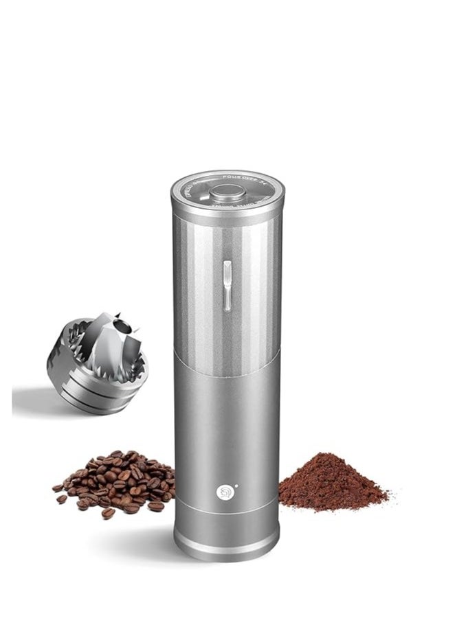 zeroHero RUI Portable Electric Coffee Grinder - 25-30g Capacity, CNC Stainless Steel Burr, Rechargeable 800mAh Battery, Silent Design, Adjustable Coarseness, Durable Aluminum Body - Black/Grey/Silver