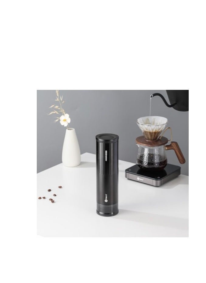 zeroHero RUI Portable Electric Coffee Grinder - 25-30g Capacity, CNC Stainless Steel Burr, Rechargeable 800mAh Battery, Silent Design, Adjustable Coarseness, Durable Aluminum Body - Black/Grey/Silver