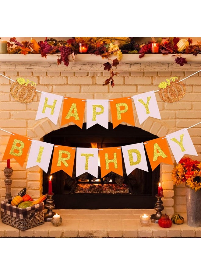 Fall Pumpkin Happy Birthday Banner Happy Birthday Pumpkin Banner For Thanksgiving Fall Pumpkin Themed Birthday Party Decorations