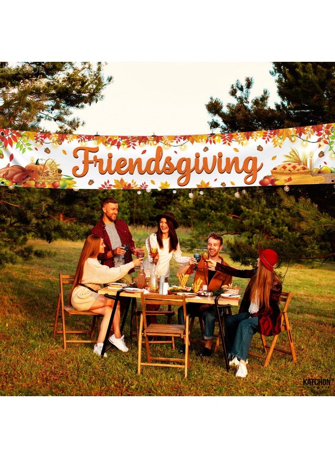 , Happy Friendsgiving Banner For Yard - Xtralarge, 120X20 Inch | Friendsgiving Yard Sign For Friendsgiving Decorations Outdoor | Happy Friendsgiving Backdrop For Friendsgiving Party Decorations