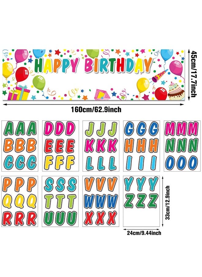 Personalized Birthday Banner With Name Diy Colorful Happy Birthday Banner Backdrop With Alphabet Stickers Custom Birthday Banner For Outdoor And Indoor Birthday Party Decoration (White)