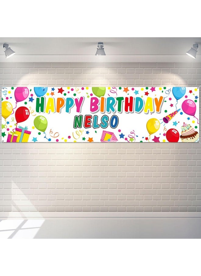 Personalized Birthday Banner With Name Diy Colorful Happy Birthday Banner Backdrop With Alphabet Stickers Custom Birthday Banner For Outdoor And Indoor Birthday Party Decoration (White)