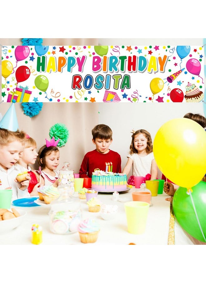 Personalized Birthday Banner With Name Diy Colorful Happy Birthday Banner Backdrop With Alphabet Stickers Custom Birthday Banner For Outdoor And Indoor Birthday Party Decoration (White)