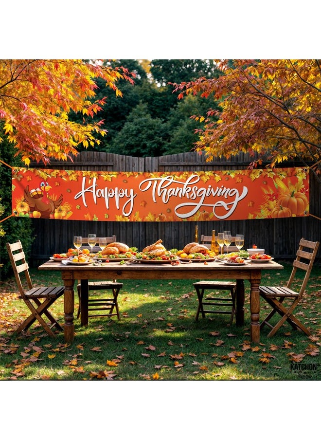 , Happy Thanksgiving Banner Outdoor - Xtralarge, 120X20 Inch | Thanksgiving Yard Banner, Fall Thanksgiving Backdrop For Fall Thanksgiving Decorations Outdoor | Thanksgiving Yard Decorations