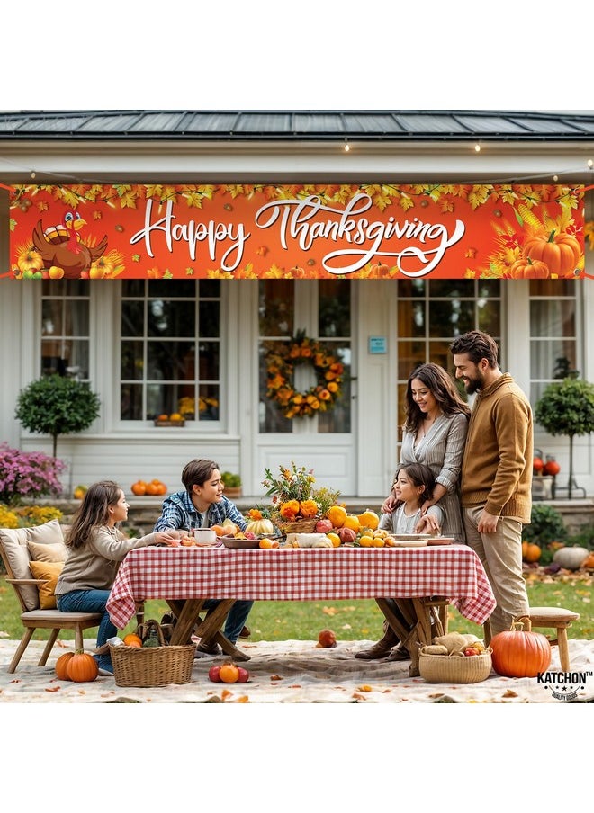, Happy Thanksgiving Banner Outdoor - Xtralarge, 120X20 Inch | Thanksgiving Yard Banner, Fall Thanksgiving Backdrop For Fall Thanksgiving Decorations Outdoor | Thanksgiving Yard Decorations
