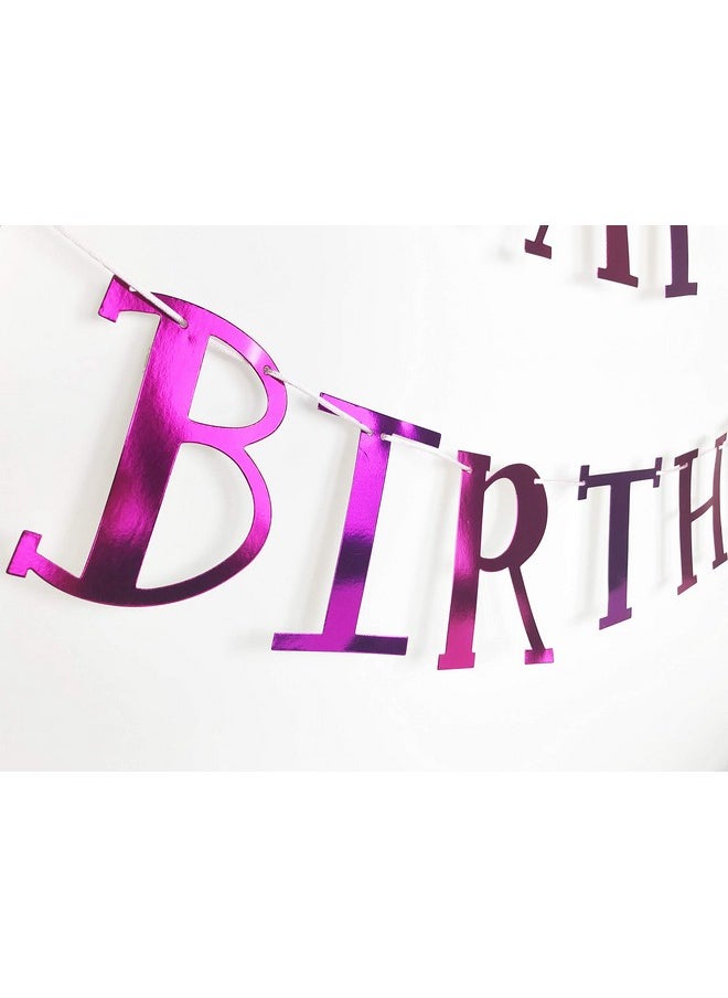 Gymnastics Party - Happy Birthday Banner In Metallic Pink | Gymnast Girls Birthday Banner Decorations | Gymnastics Party Supply