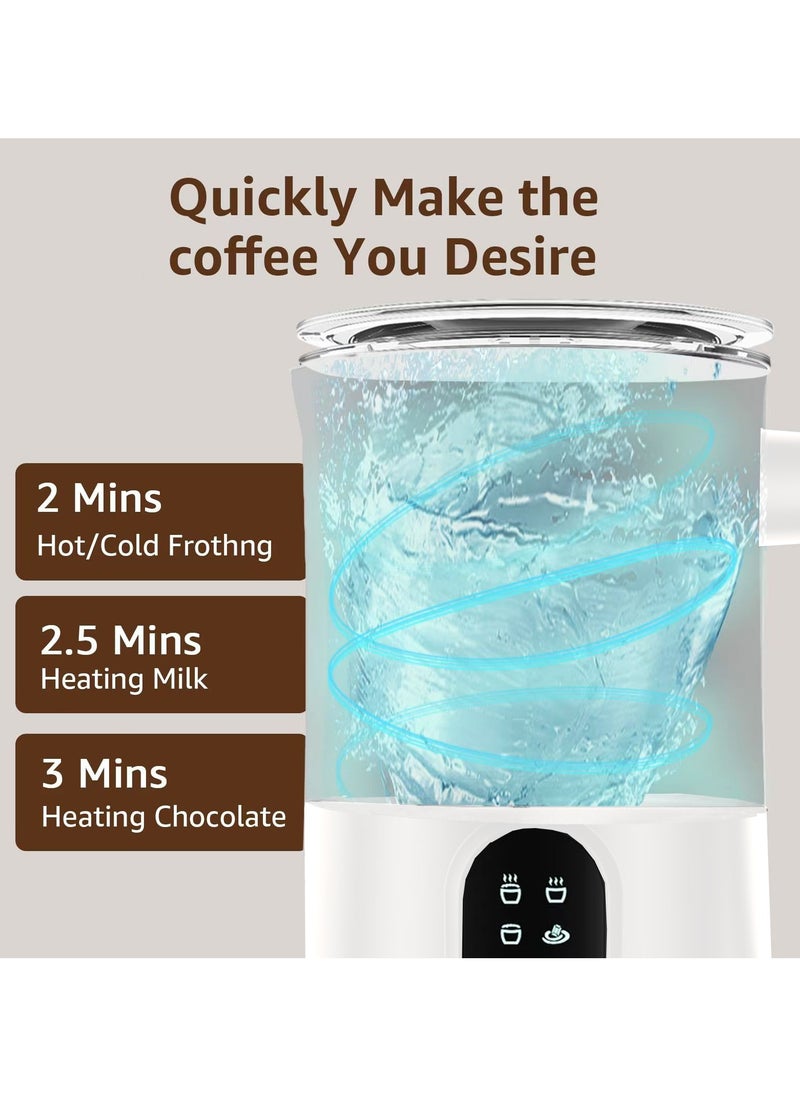 4-in-1 Electric Milk Frother and Steamer, 11.8oz/350ml Automatic Hot u0026 Cold Foam Maker for Coffee, Latte, Cappuccino, Hot Chocolate (White Edition)