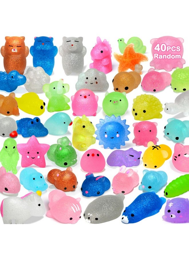 40Pcs Mochi Squishys Toys Mini Squishies 2Nd Generation Glitter Animal Squishies Party Favors For Kids Adults Stress Relief Toy Treasure Box Prize Classroom Valentine Prizes Easter Egg Fillers