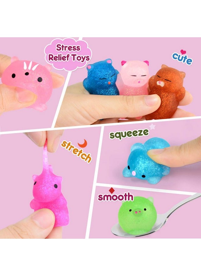 40Pcs Mochi Squishys Toys Mini Squishies 2Nd Generation Glitter Animal Squishies Party Favors For Kids Adults Stress Relief Toy Treasure Box Prize Classroom Valentine Prizes Easter Egg Fillers