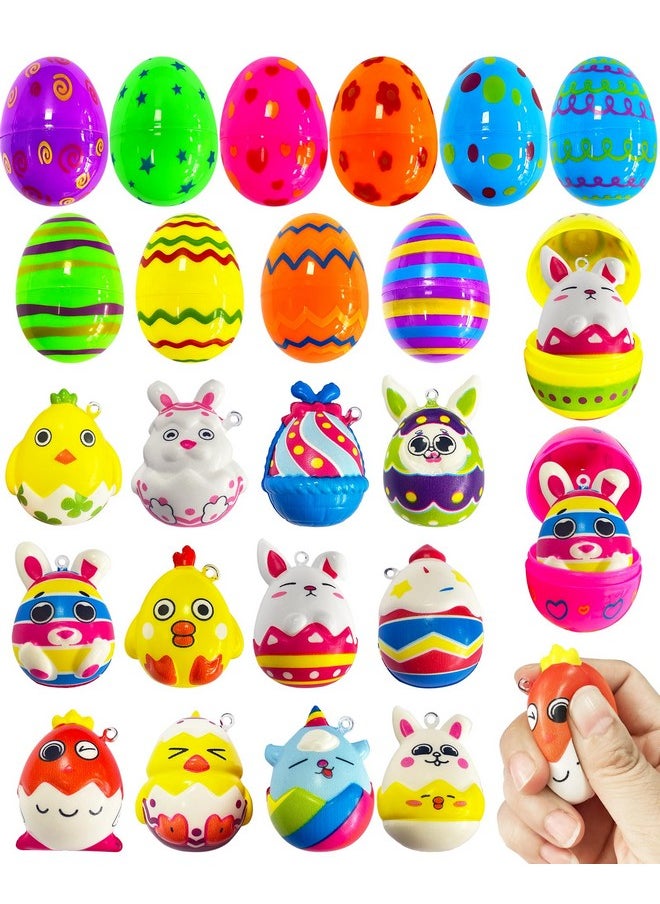 12 Pack Easter Eggs Filled Squishy Toys , Stress Relief Animal Squishies Toys Prefilled Easter Eggs For Kids Boys Girls Easter Theme Fidget Party Favor Easter Eggs Hunt Gift Exchange