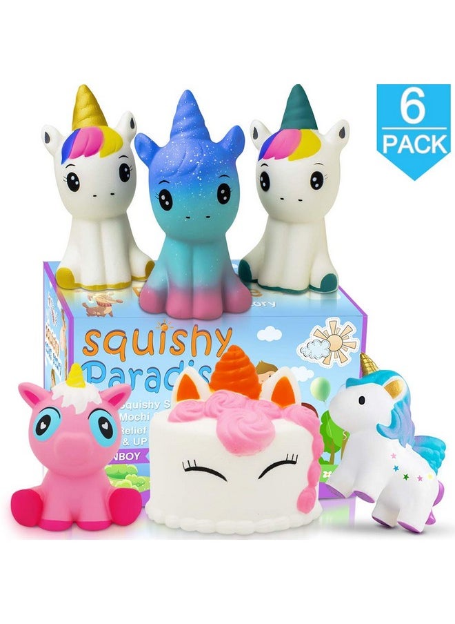 Unicorn Squishy Jumbo Squishies- 6 Pack Narwhal Squishy Unicorn Cake Scented Squishies Pack Slow Rising Squishies Stress Reliever Toys For Girls And Boys Unicorn Party Favors