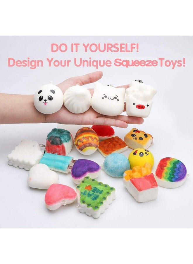 Random 30 Pcs Diy Squeeze Toys Cream Scented Kawaii Simulation Lovely Toy Medium Mini Soft Food Squeeze Bread Toys Keychains, Phone Straps, Bonus Random Stickers