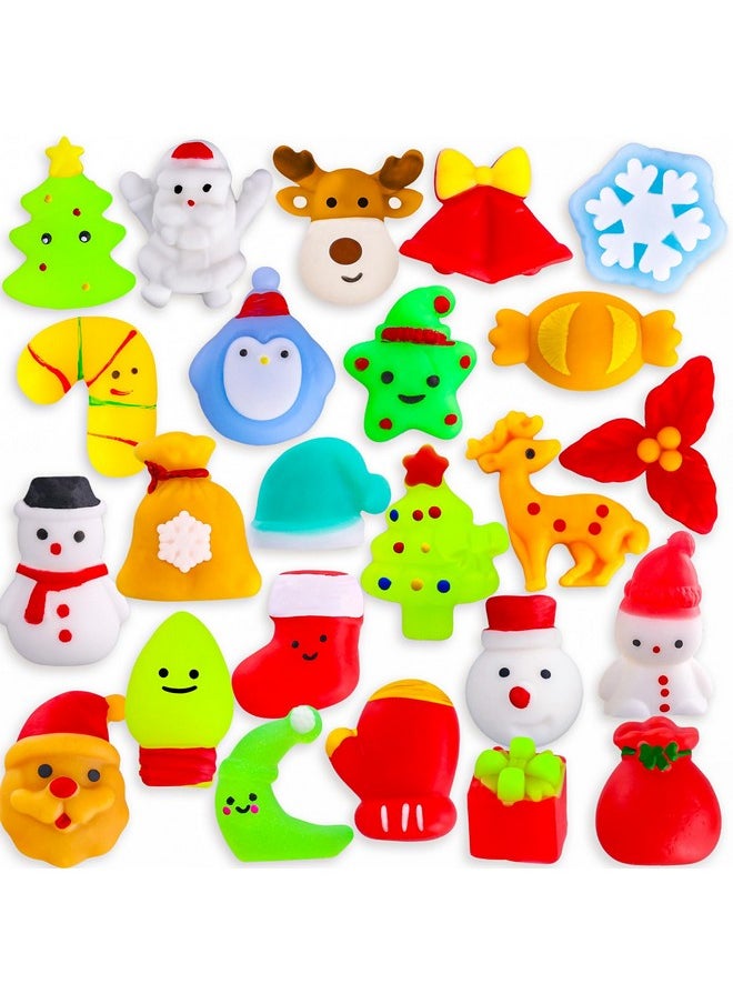 24Pcs Christmas Squishies Toys Mochi Squishies Toys Bulk Party Favor For Kids Christmas Stocking Stuffers Goodie Bag Filler Bulk