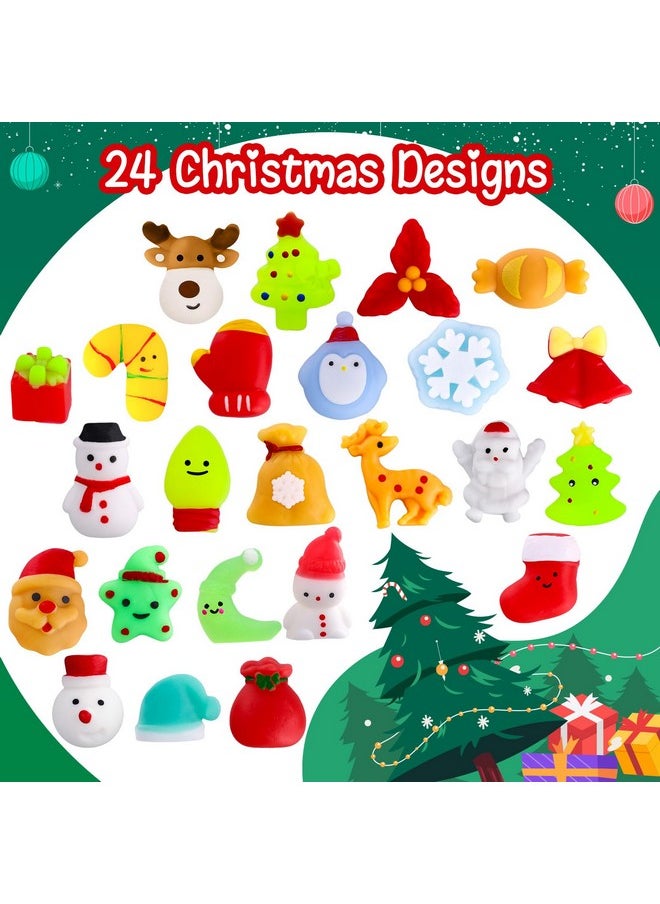 24Pcs Christmas Squishies Toys Mochi Squishies Toys Bulk Party Favor For Kids Christmas Stocking Stuffers Goodie Bag Filler Bulk