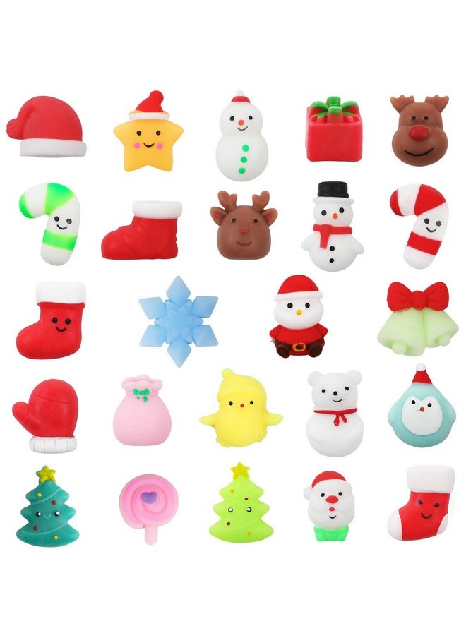 24 Pcs Christmas Mochi Squishy Toys, Christmas Squishies Stress Reliever Fidget Toys Bulk For Kids Boys Girls Christmas Party Favors Stocking Stuffers Goodie Bags Fillers Classroom Prizes