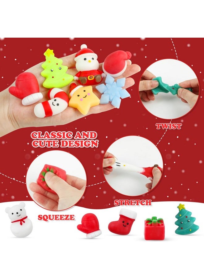 24 Pcs Christmas Mochi Squishy Toys, Christmas Squishies Stress Reliever Fidget Toys Bulk For Kids Boys Girls Christmas Party Favors Stocking Stuffers Goodie Bags Fillers Classroom Prizes