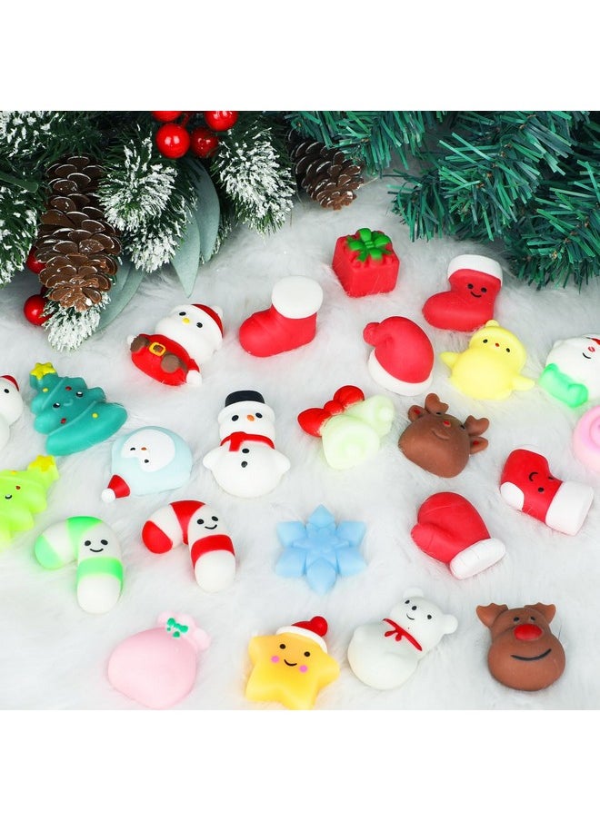 24 Pcs Christmas Mochi Squishy Toys, Christmas Squishies Stress Reliever Fidget Toys Bulk For Kids Boys Girls Christmas Party Favors Stocking Stuffers Goodie Bags Fillers Classroom Prizes