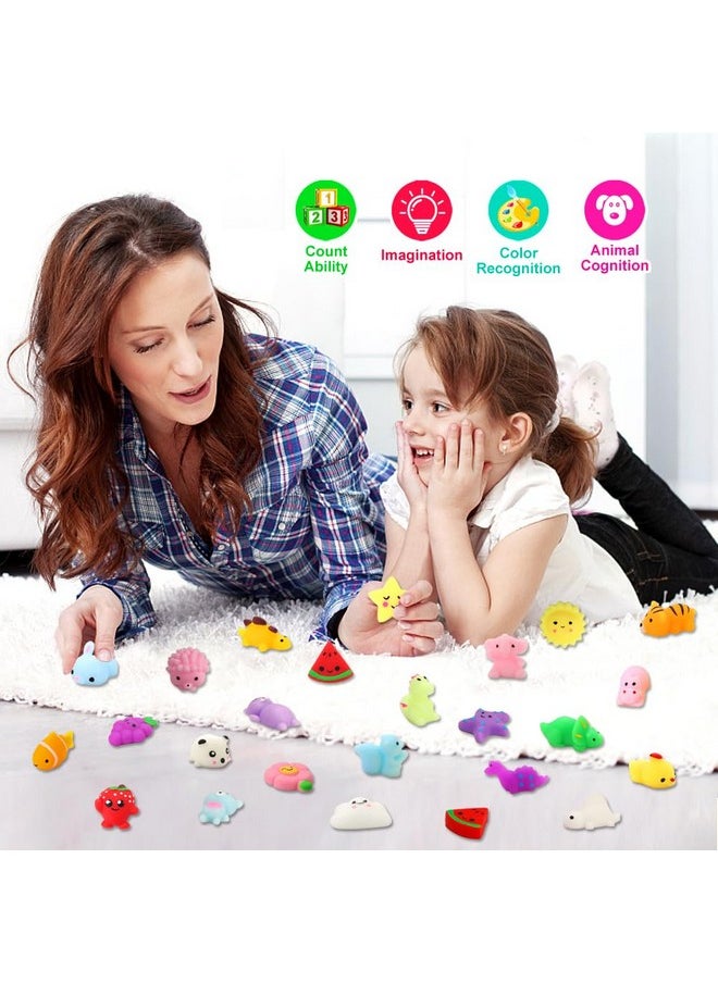 Squishies Squishy Toy 24Pcs Party Favors For Kids Mochi Squishy Toy Moji Kids Mini Kawaii Squishies Mochi Stress Reliever Anxiety Toys Easter Basket Stuffers Fillers With Storage Box