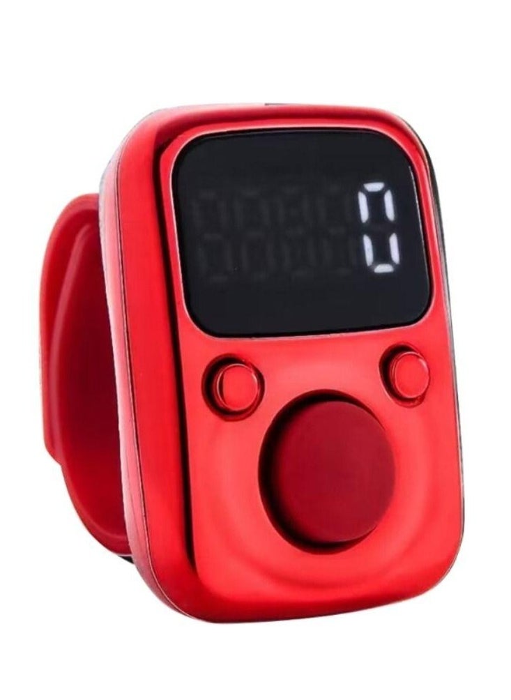 Electric Finger Tally Counter Digital Tasbeeh Zikr Ring Red