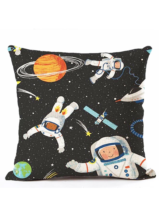 Astronaut Pattern Square Cushion Cover Multicolour 45x45cm