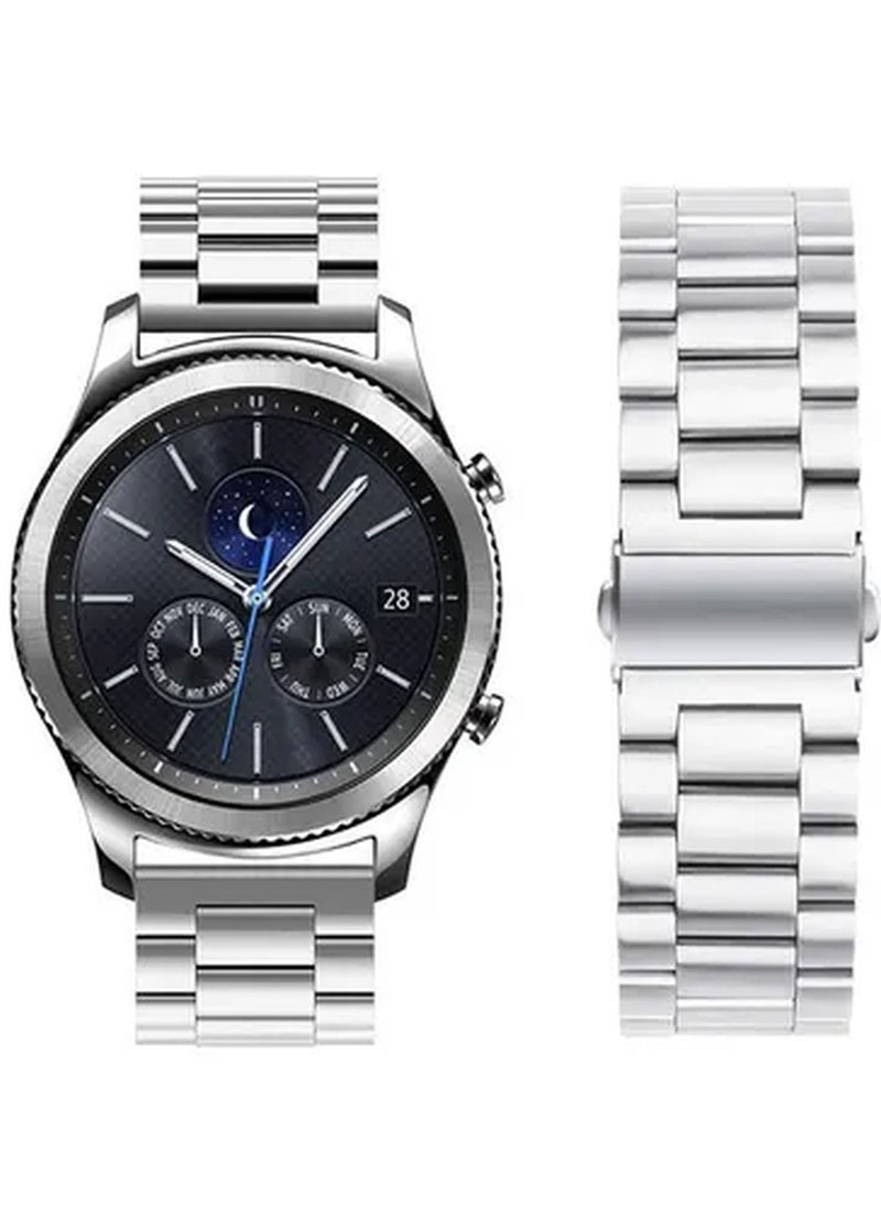 Metal Stainless Steel Strap Band for Samsung Galaxy Watch 46mm / Huawei GT2 / Gear S3 Frontier and Classic / Honor Magic 2 / Fossil - 22mm - 22mm Silver