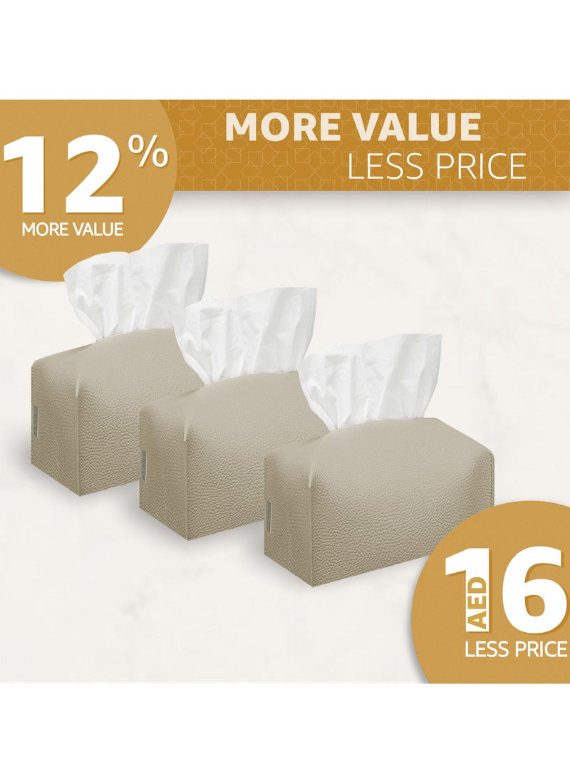 Leather Tissue Box Cover Camel (Offer Pack of 3)