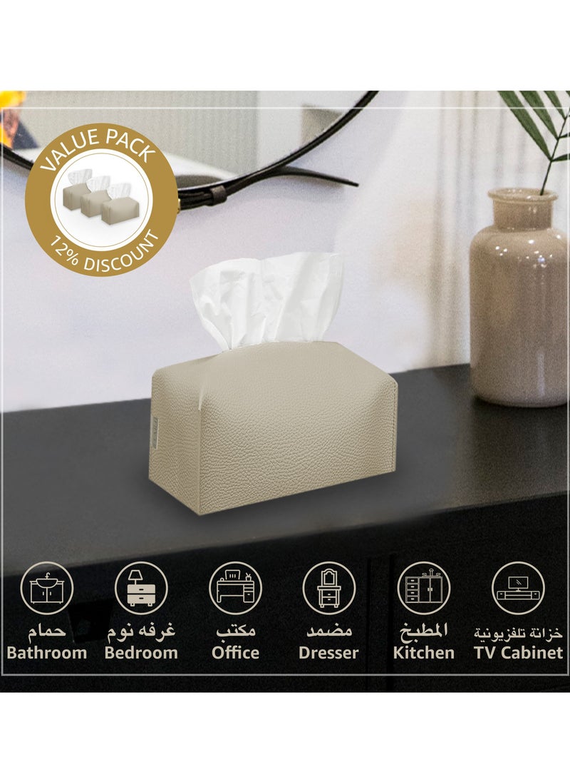 Leather Tissue Box Cover Camel (Offer Pack of 3)