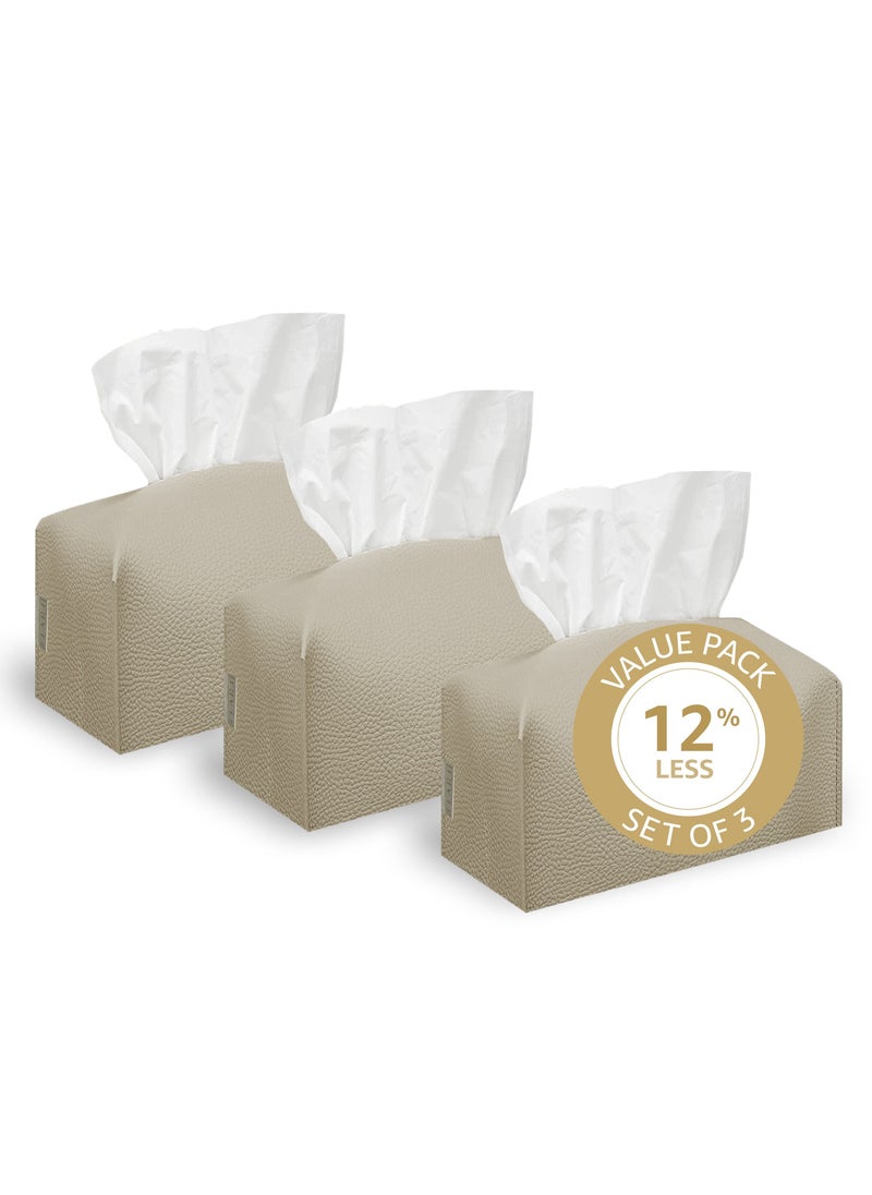 Leather Tissue Box Cover Camel (Offer Pack of 3)