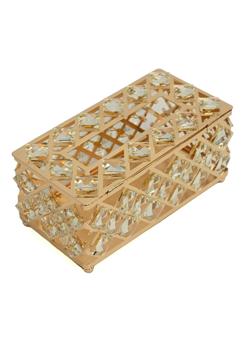 Tissue Holder  Rectangular Crystal Tissue Box  Decorative Paper Box  Facial Tissue Holder  Used In Kitchen Dining Room  Bathroom  Desk  Gold